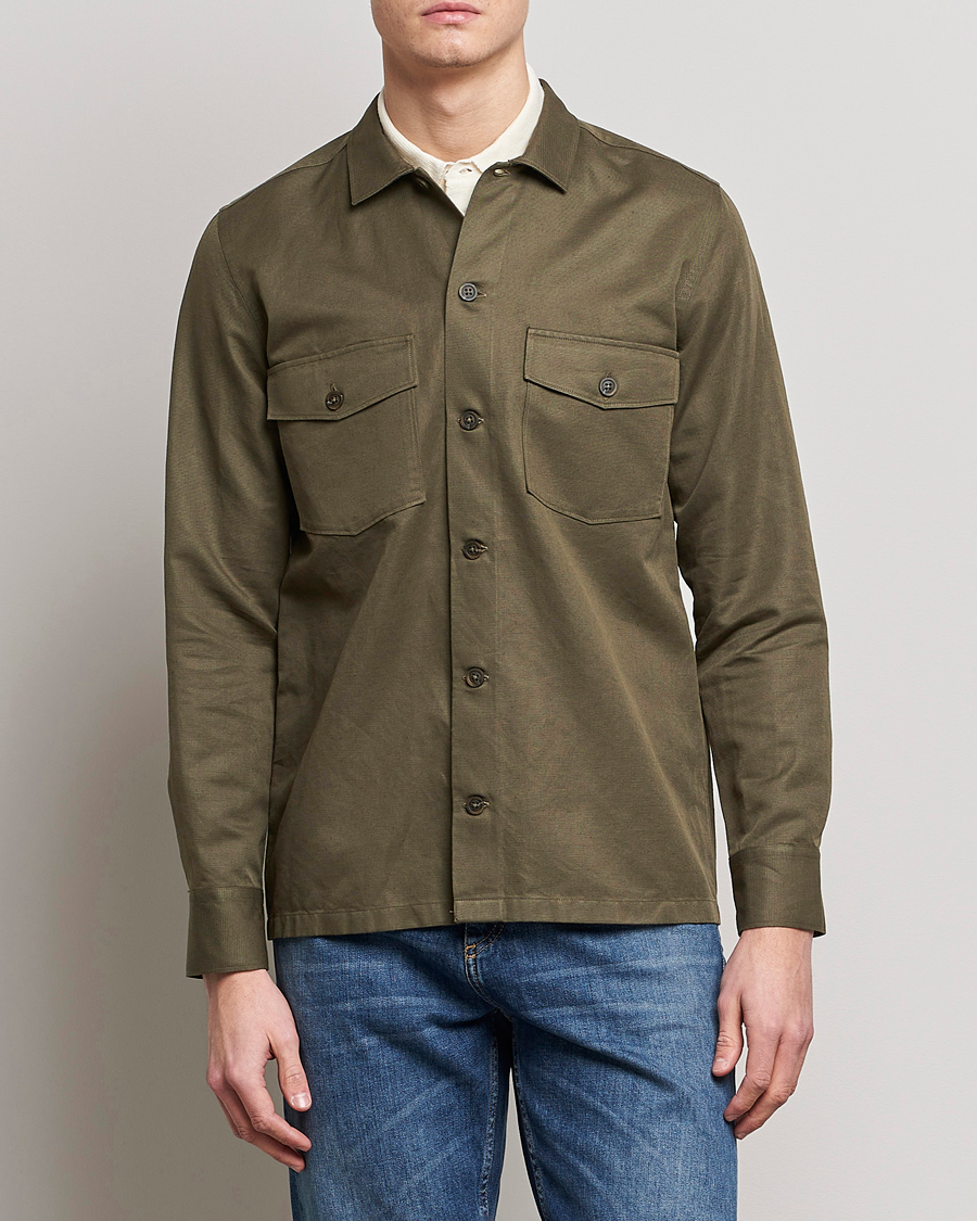 Herren | Hemden | Canali | Safari Overshirt Olive