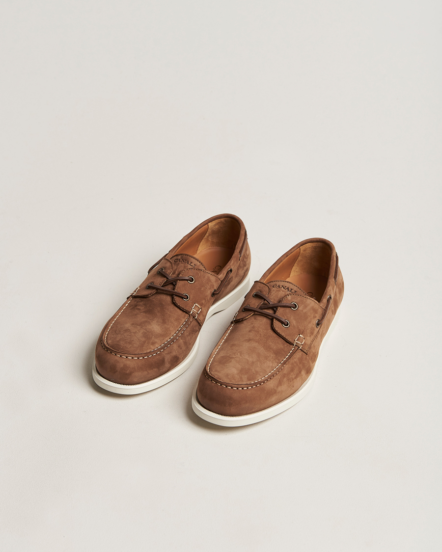 Herren | Neu im Onlineshop | Canali | Boat Shoes Dark Brown Nubuck