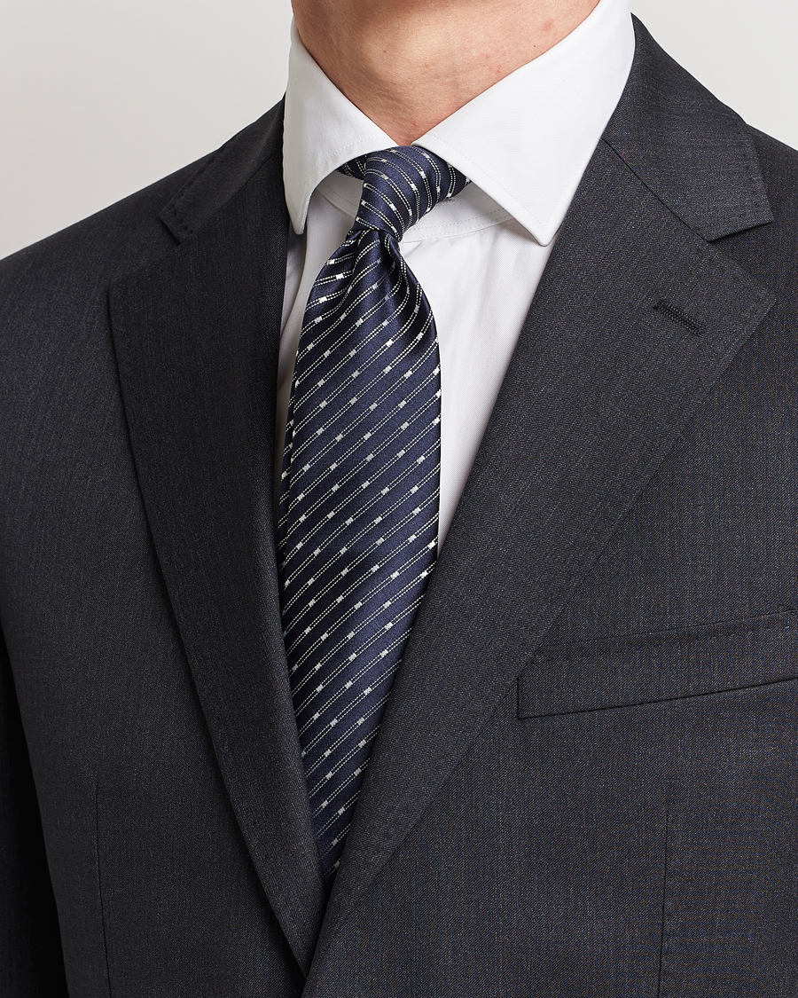 Herren | Canali Micro Jacquard Silk Tie Navy | Canali | Micro Jacquard Silk Tie Navy