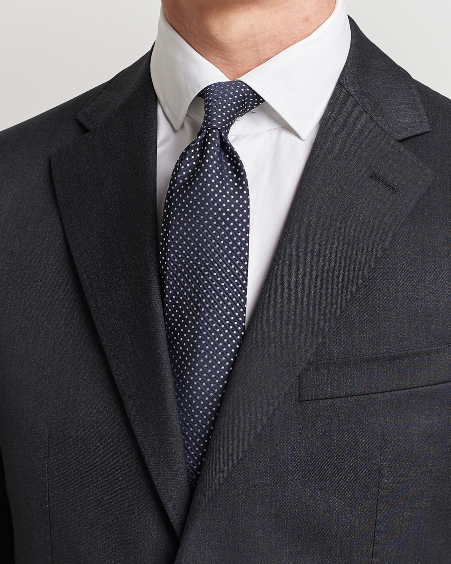 Herren | Canali Micro Dot Silk Tie Navy | Canali | Micro Dot Silk Tie Navy