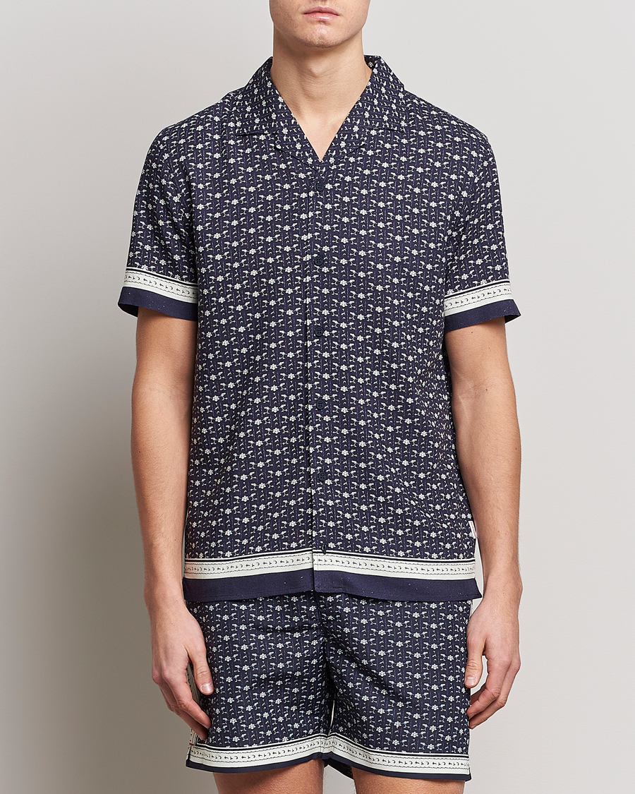 Herren | Hemden | Orlebar Brown | Hibbert Bandana Viscose/Linen Shirt Dark Sapphire