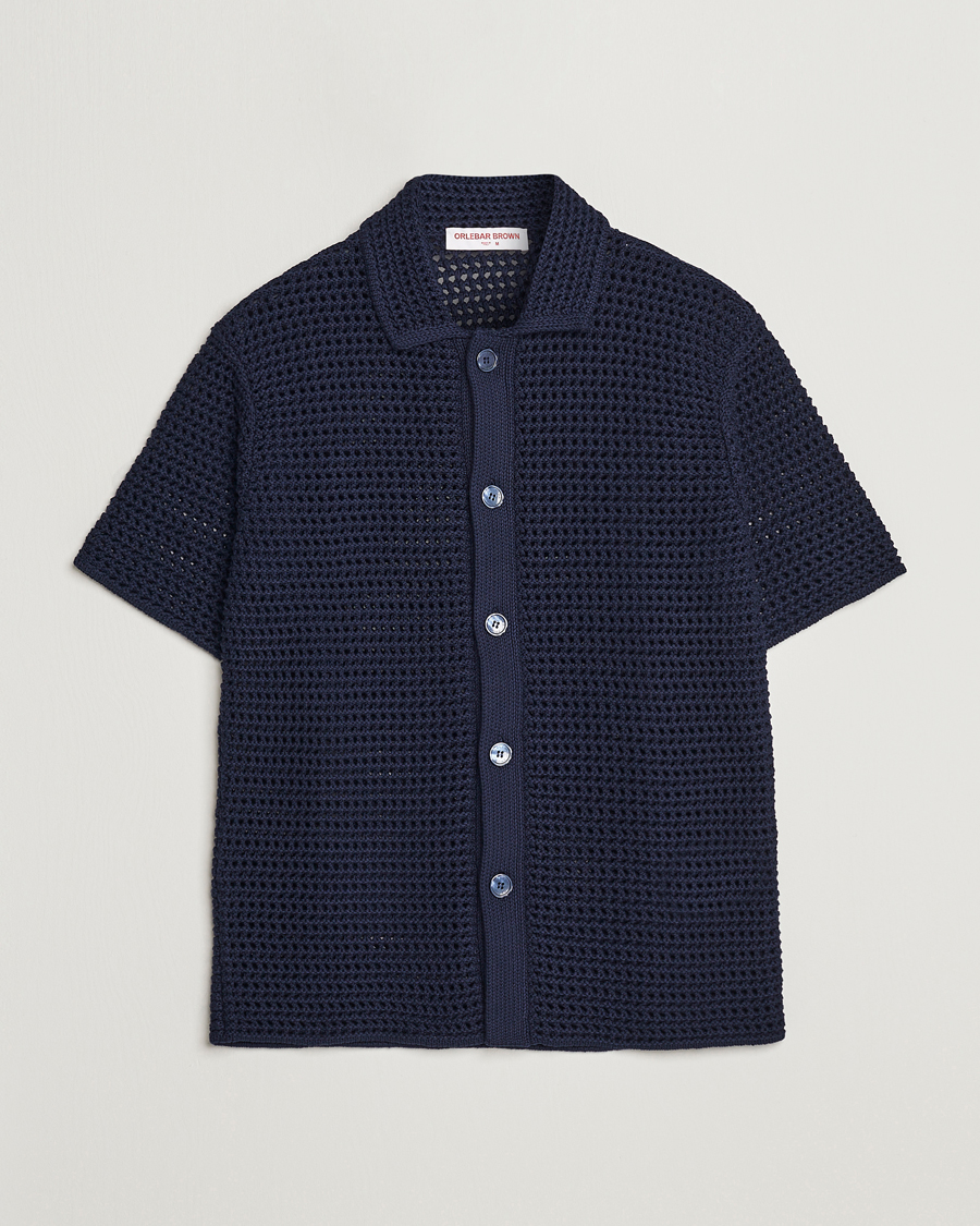 Herren | Hemden | Orlebar Brown | Thomas Crochet Heavy Knitted Cotton Shirt Night Iris