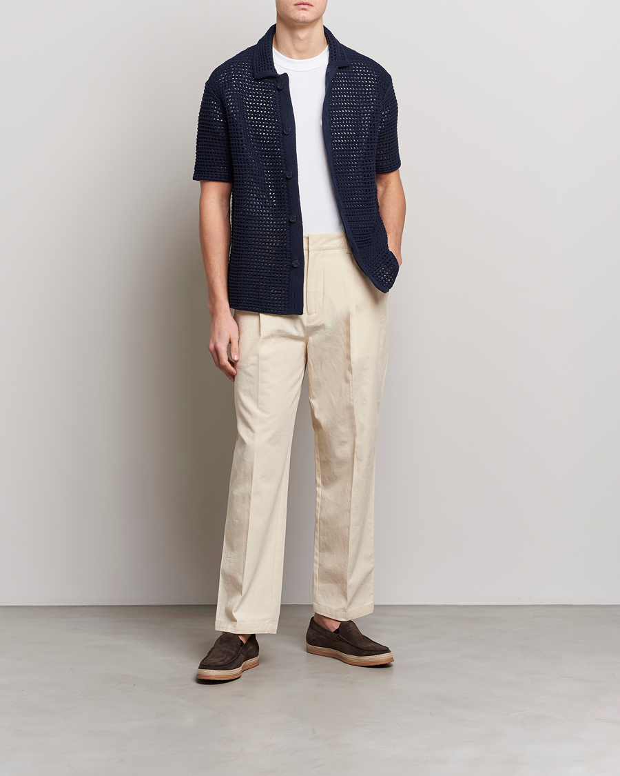 Herren | Hemden | Orlebar Brown | Thomas Crochet Heavy Knitted Cotton Shirt Night Iris