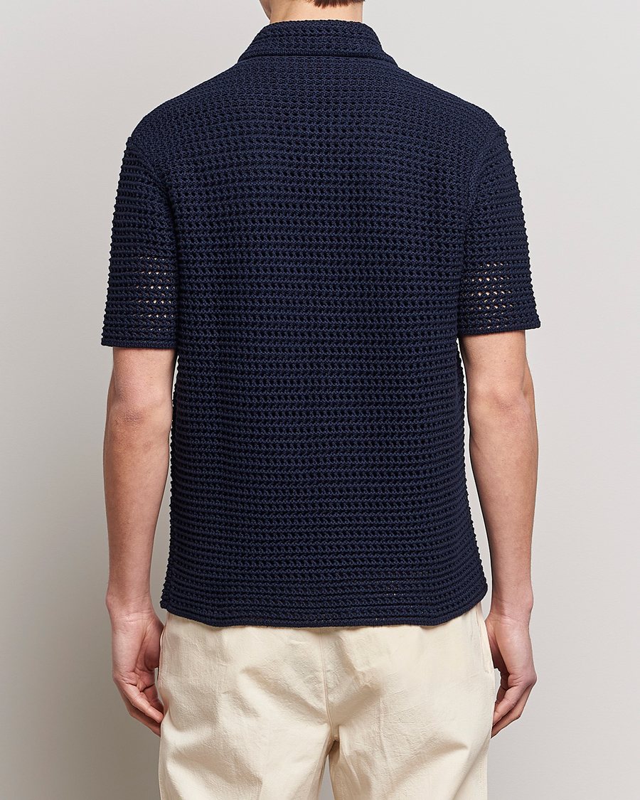 Herren | Hemden | Orlebar Brown | Thomas Crochet Heavy Knitted Cotton Shirt Night Iris