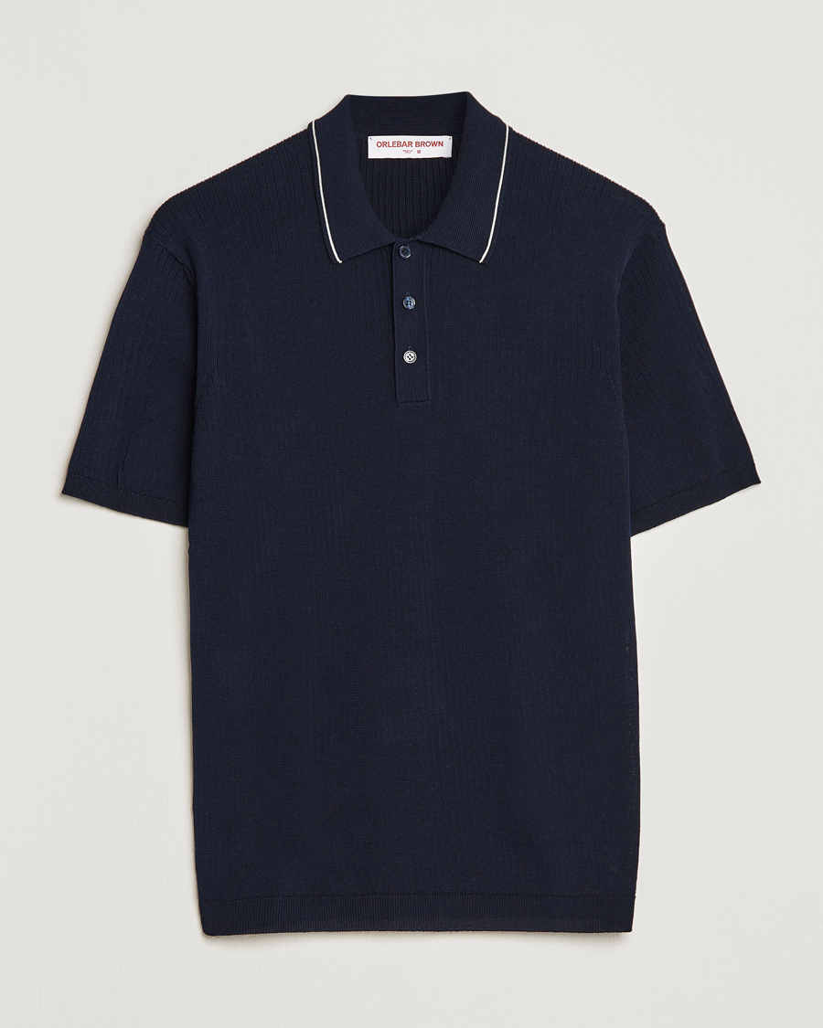 Herren | Poloshirts | Orlebar Brown | Maranon Organic Cotton Rib Tipping Polo Night Iris