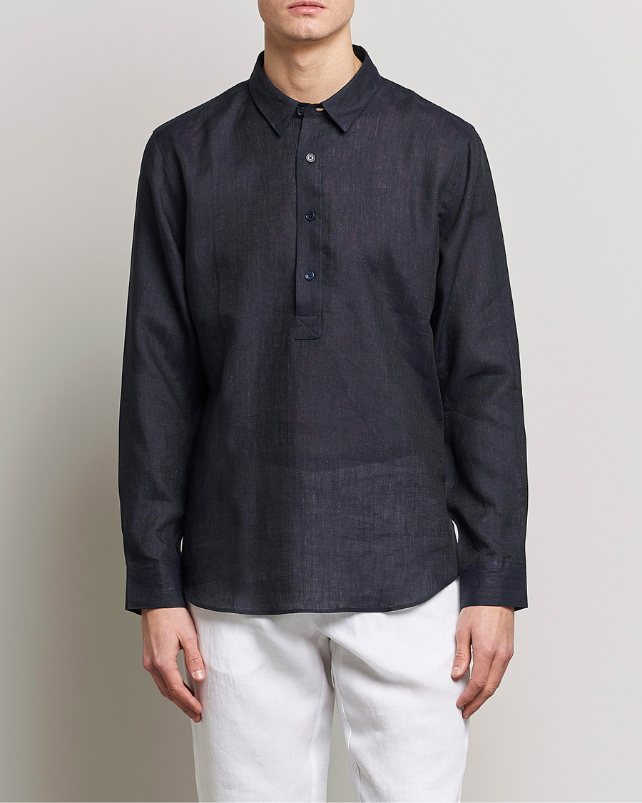 Herren |  | Orlebar Brown | Percy Smart Linen Shirt Dark Navy