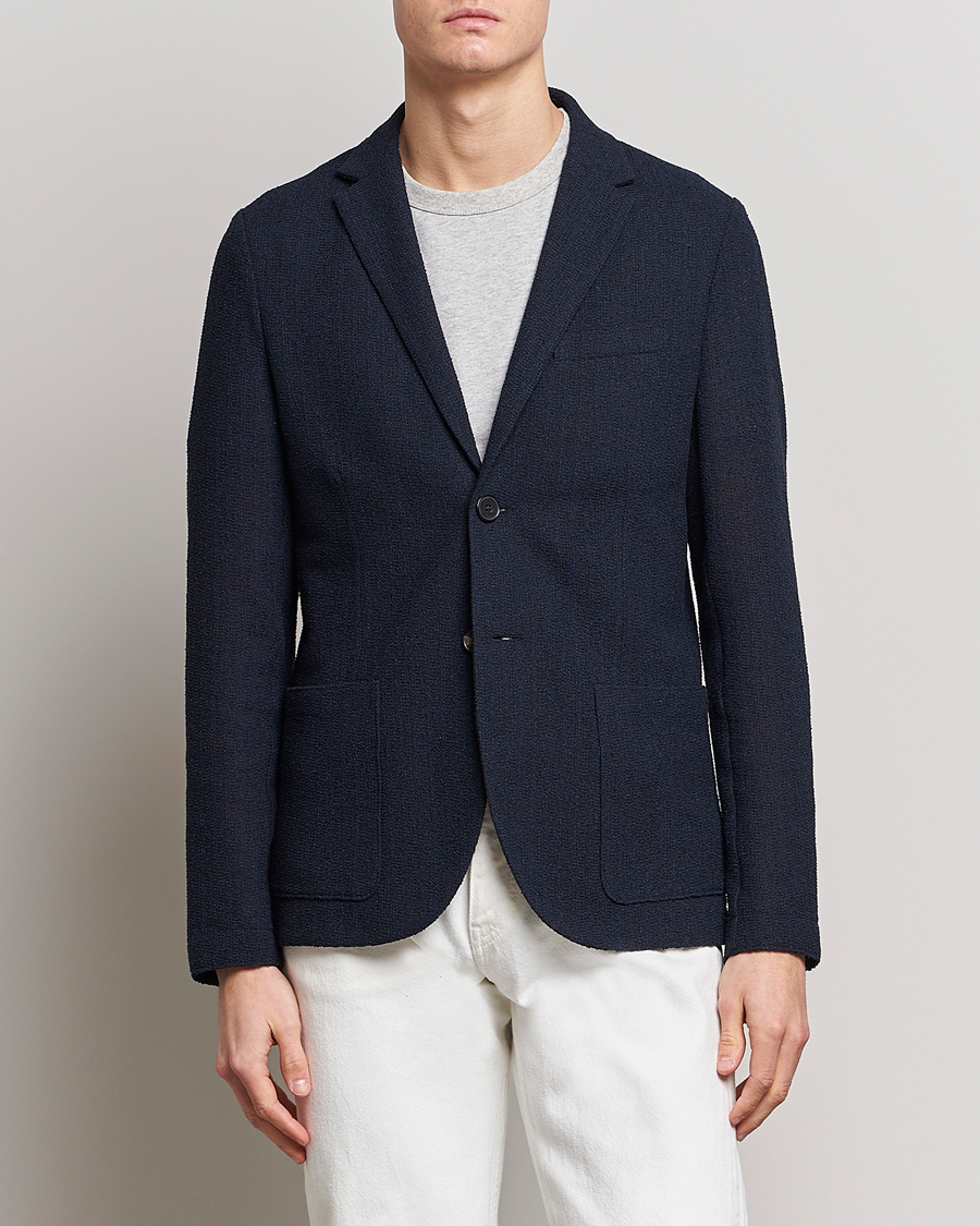 Herren | Harris Wharf London | Harris Wharf London | Cotton Frisè Blazer Blue/Black