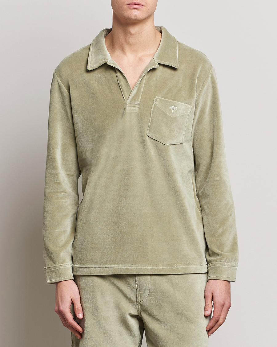 Herren | OAS | OAS | Long Sleeve Velour Shirt Washed Green