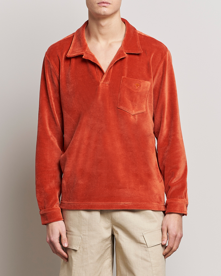 Herren | Hemden | OAS | Long Sleeve Velour Shirt Burnt Orange
