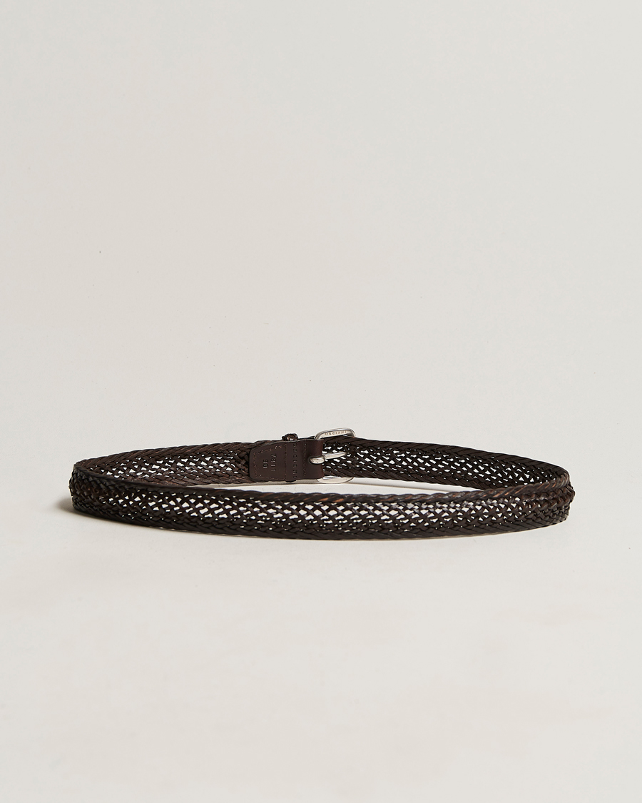 Herren |  | Orciani | Braided Leather Belt 3,5 cm Dark Brown