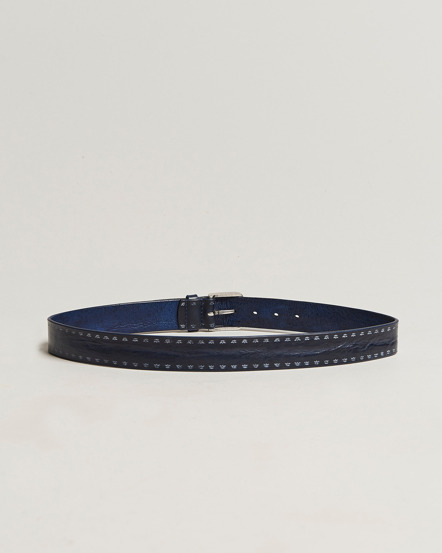 Herren |  | Orciani | Hand Painted Leather Belt Navy