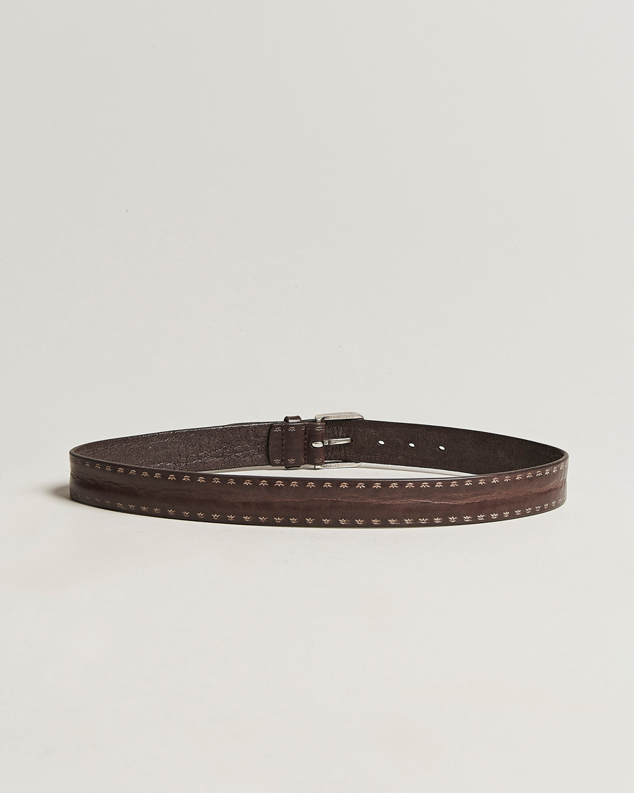 Herren |  | Orciani | Hand Painted Leather Belt Dark Brown