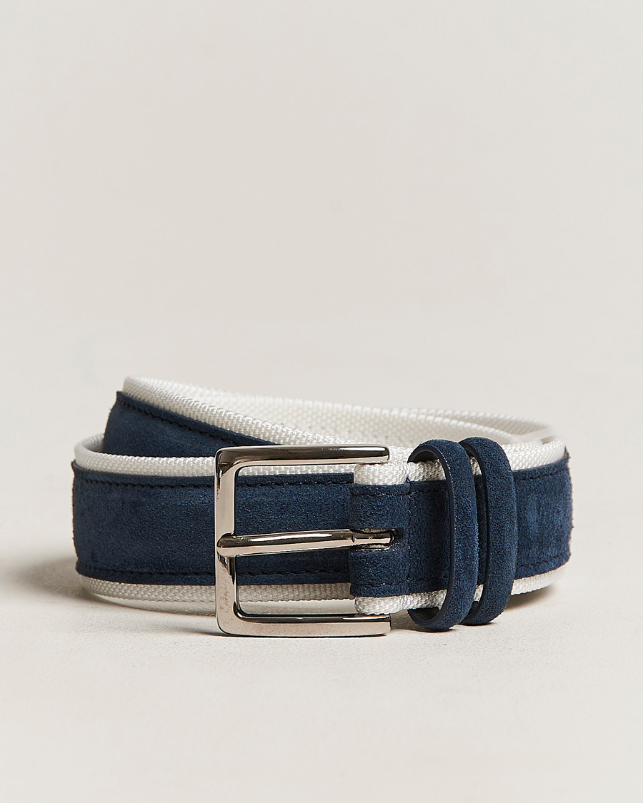 Herren | Orciani Amalfi Suede/Canvas Belt Navy | Orciani | Amalfi Suede/Canvas Belt Navy
