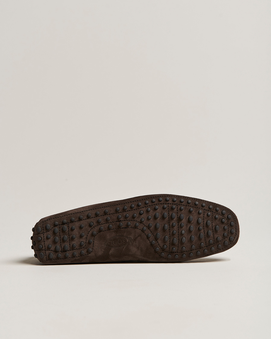 Herren | Tod's Laccetto Gommino Carshoe Dark Brown Suede | Tod's | Laccetto Gommino Carshoe Dark Brown Suede