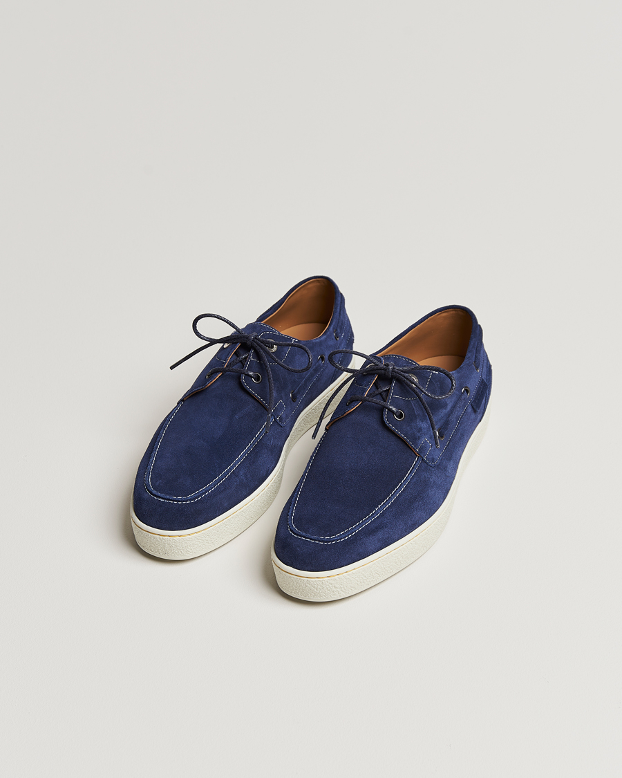 Herren | John Lobb Pier Boatshoe Sneakers Navy Suede | John Lobb | Pier Boatshoe Sneakers Navy Suede