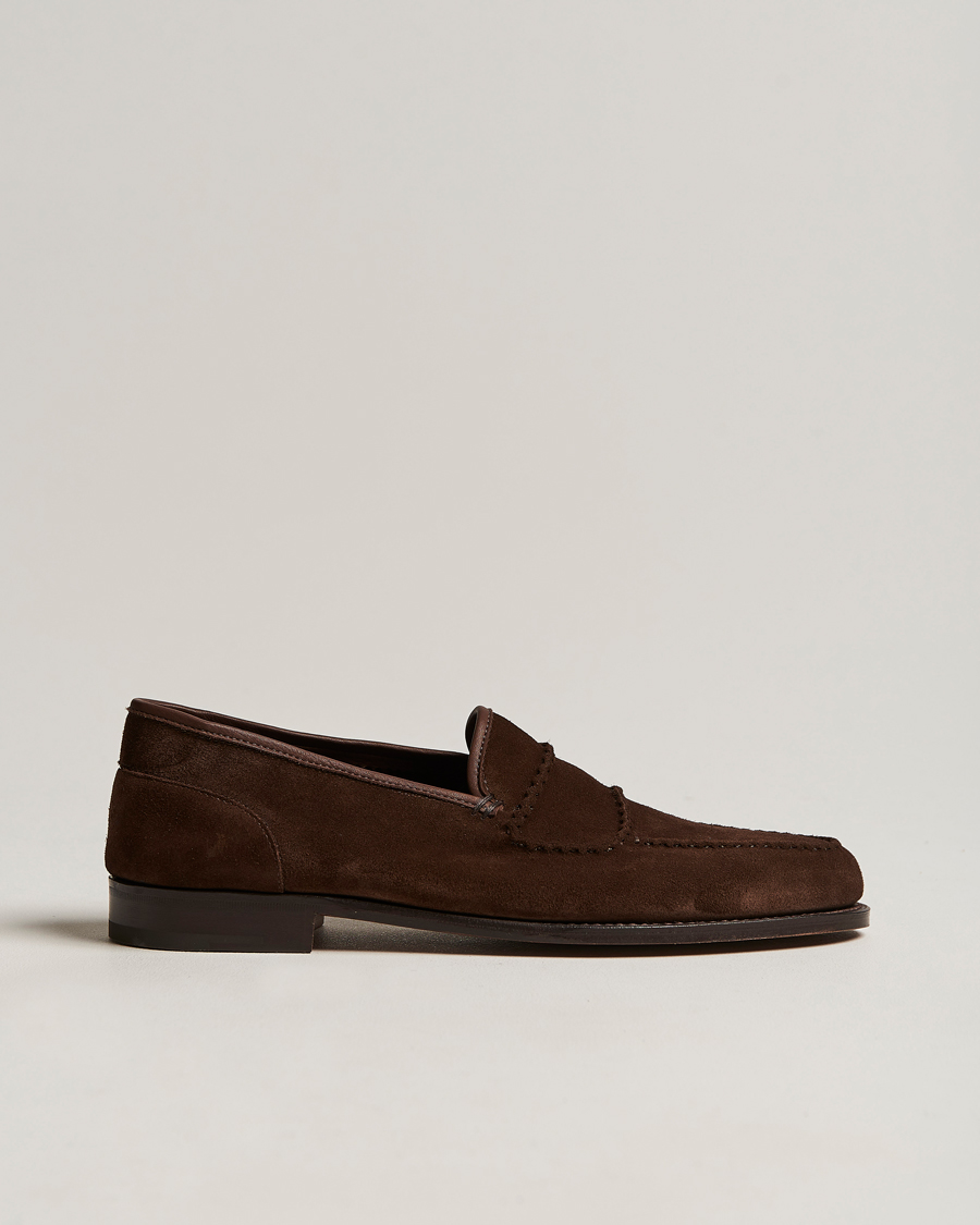 Herren | John Lobb Bath Glove Suede Loafers Dark Brown | John Lobb | Bath Glove Suede Loafers Dark Brown
