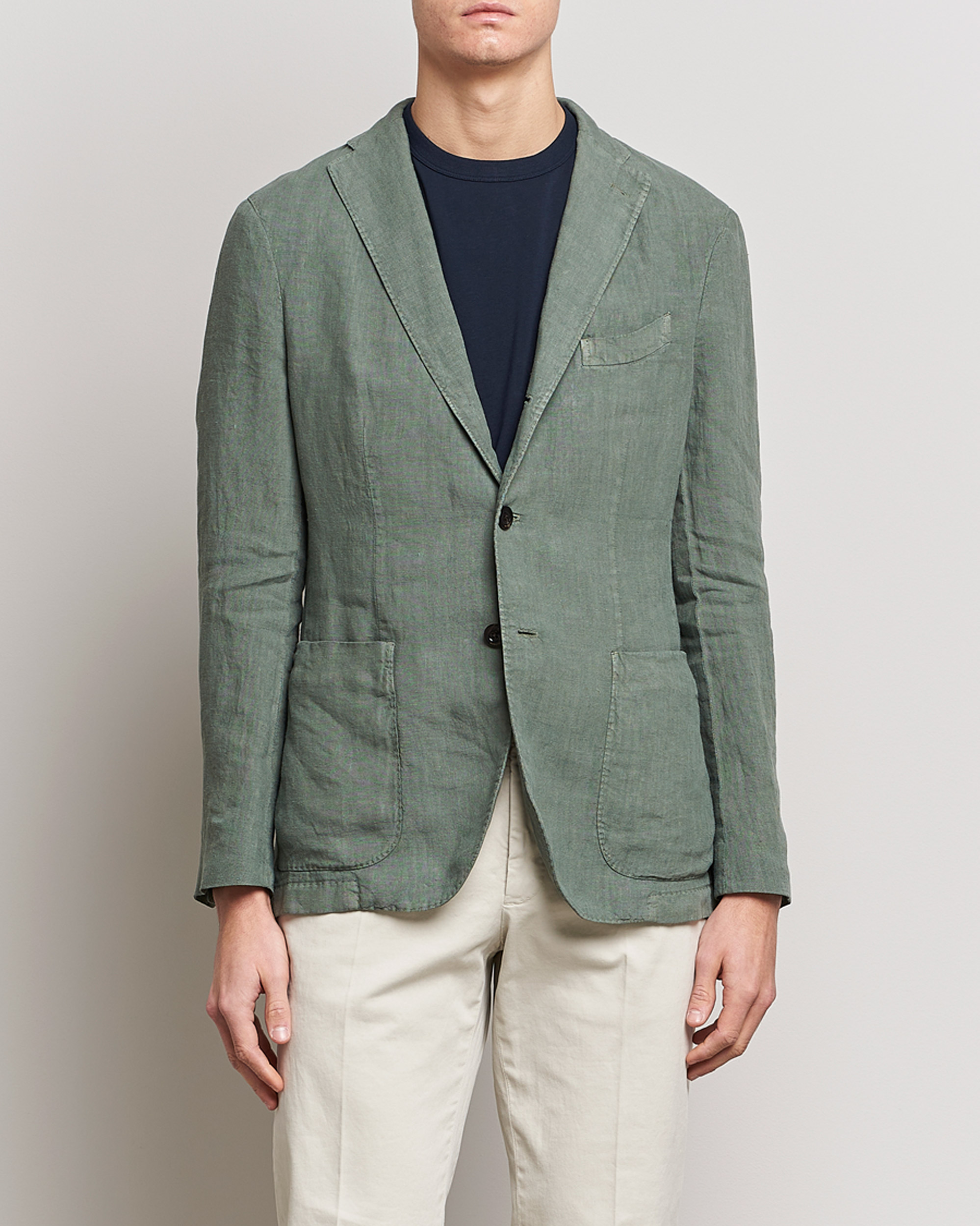 Herren | Leinensakko | Boglioli | K Jacket Linen Blazer Sage Green