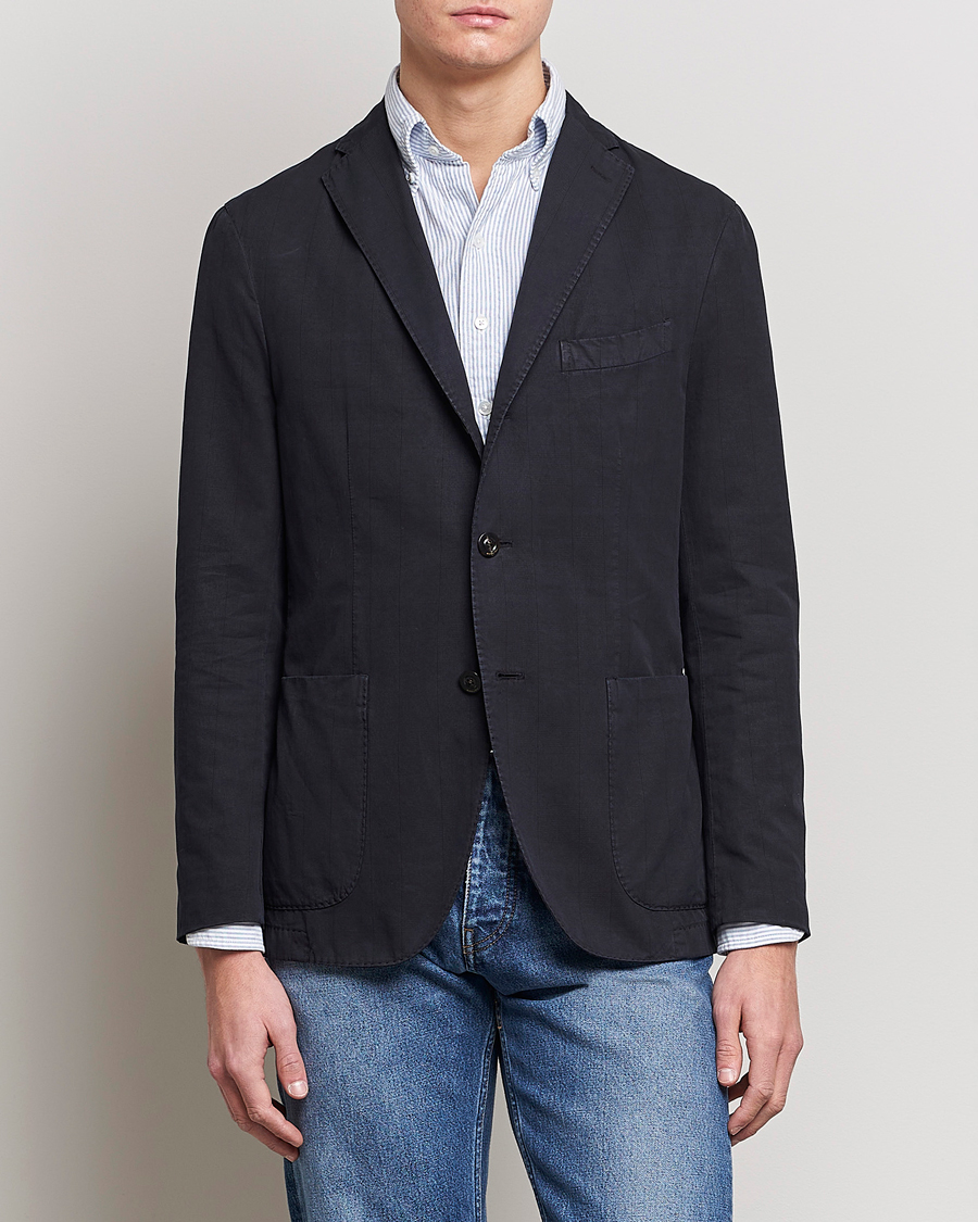 Herren |  | Boglioli | Cotton/Silk Prince Of Wales Check Blazer Navy
