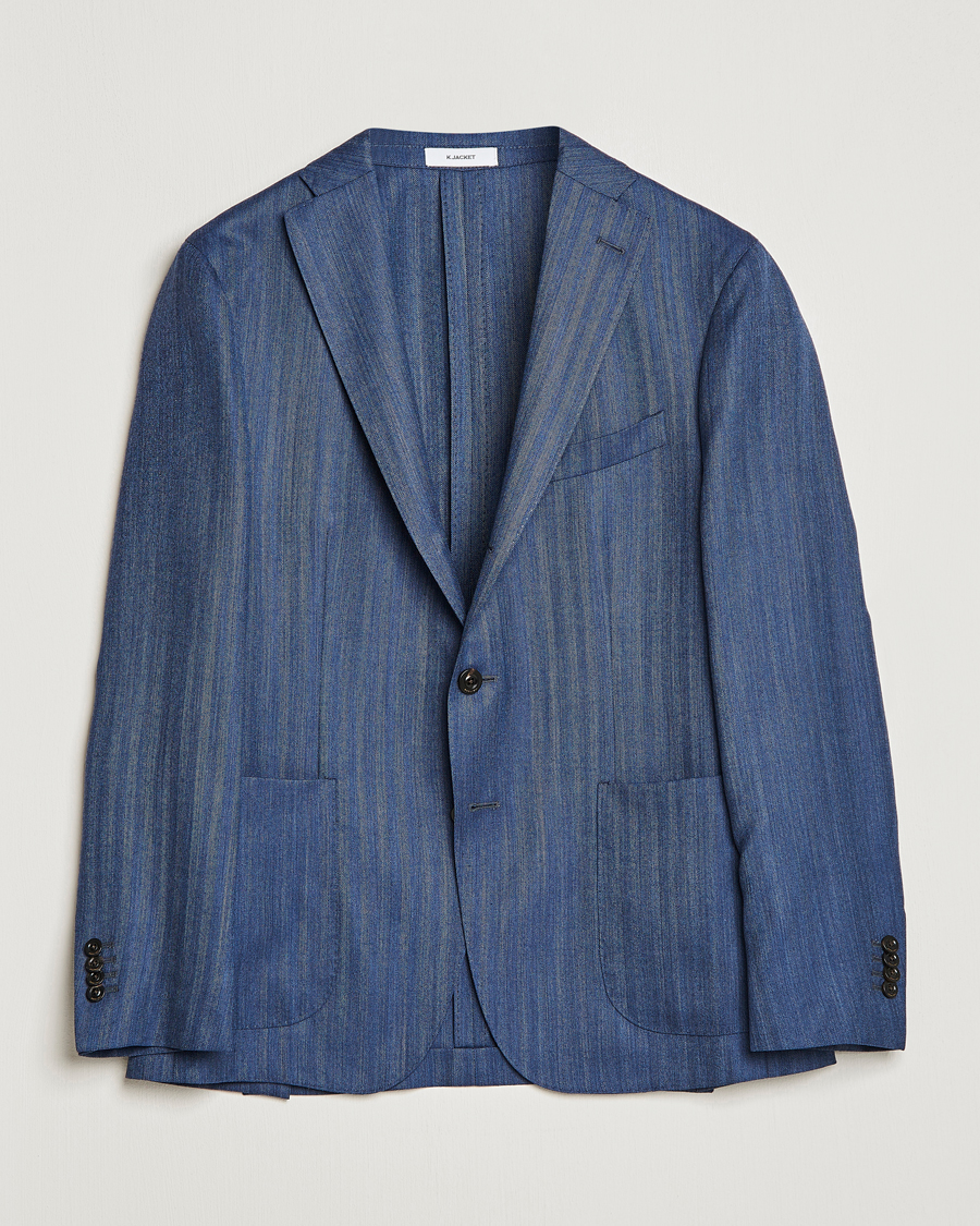 Herren | Sakkos | Boglioli | Wool/Silk Herringbone Blazer Dark Blue