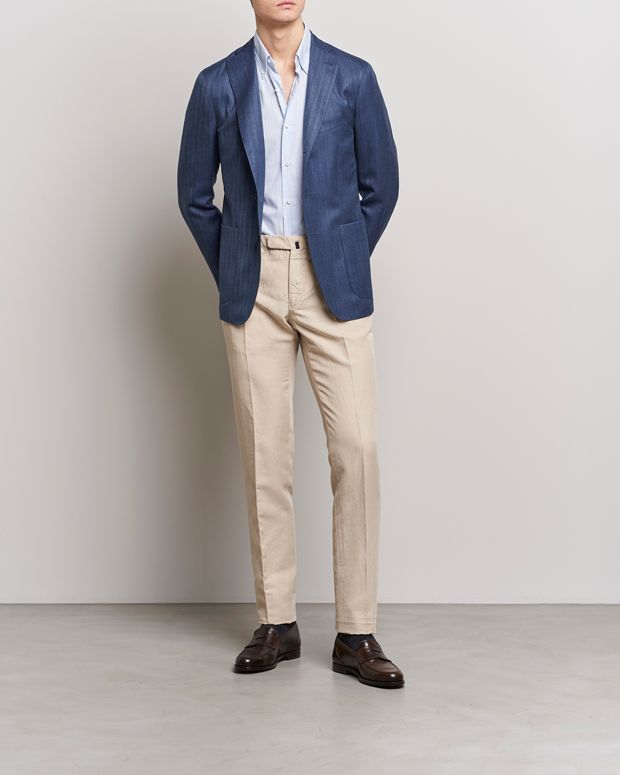Herren | Sakkos | Boglioli | Wool/Silk Herringbone Blazer Dark Blue