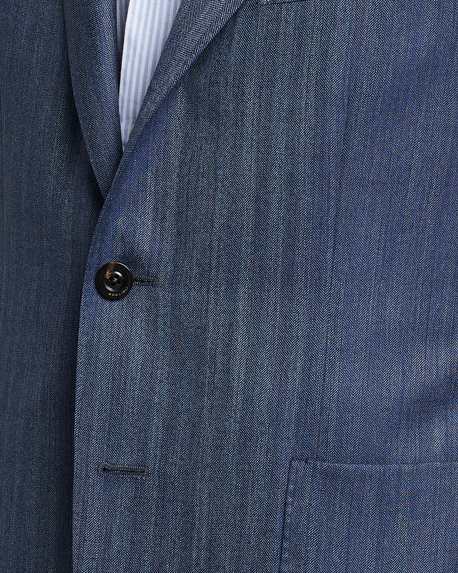Herren | Sakkos | Boglioli | Wool/Silk Herringbone Blazer Dark Blue