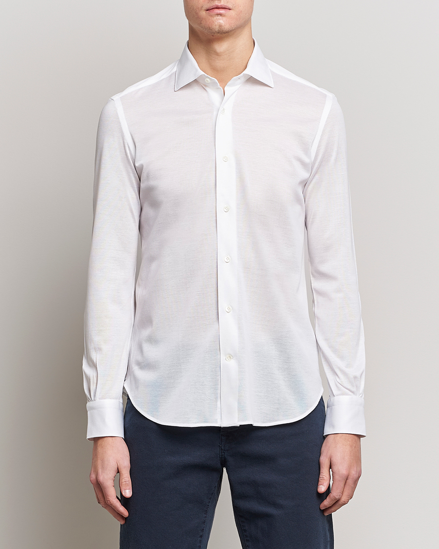 Herren | Polohemden | Mazzarelli | Soft Washed Piquet Shirt White