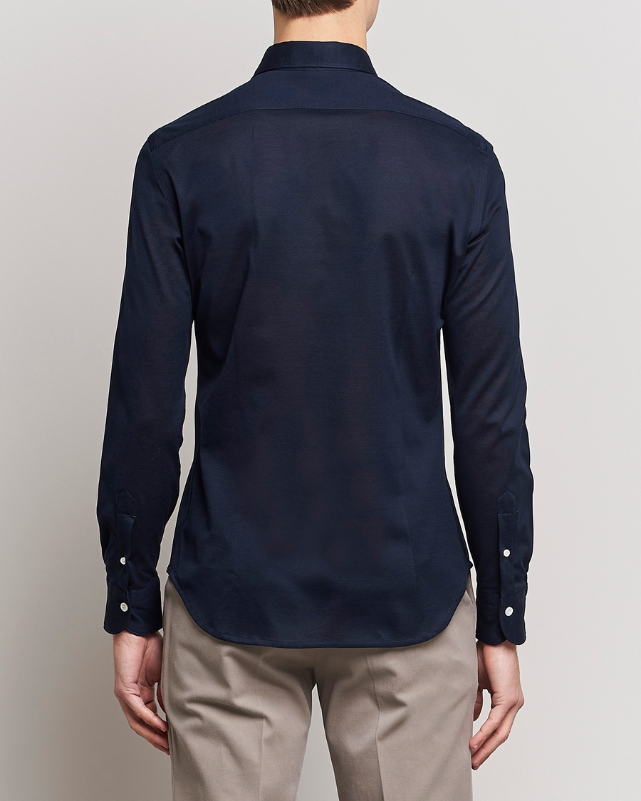 Herren | Hemden | Mazzarelli | Soft Washed Piquet Shirt Navy