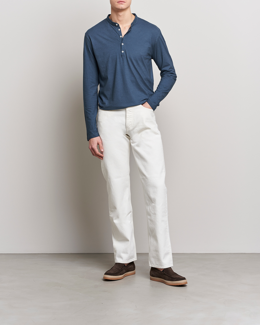 Herren | Pullover | Massimo Alba | Hawai Watercolor Henley Moon Rock