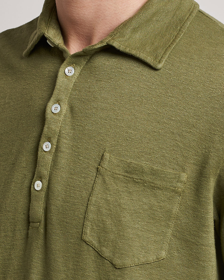Herren | Poloshirts | Massimo Alba | Wembley Linen Polo Green Desert