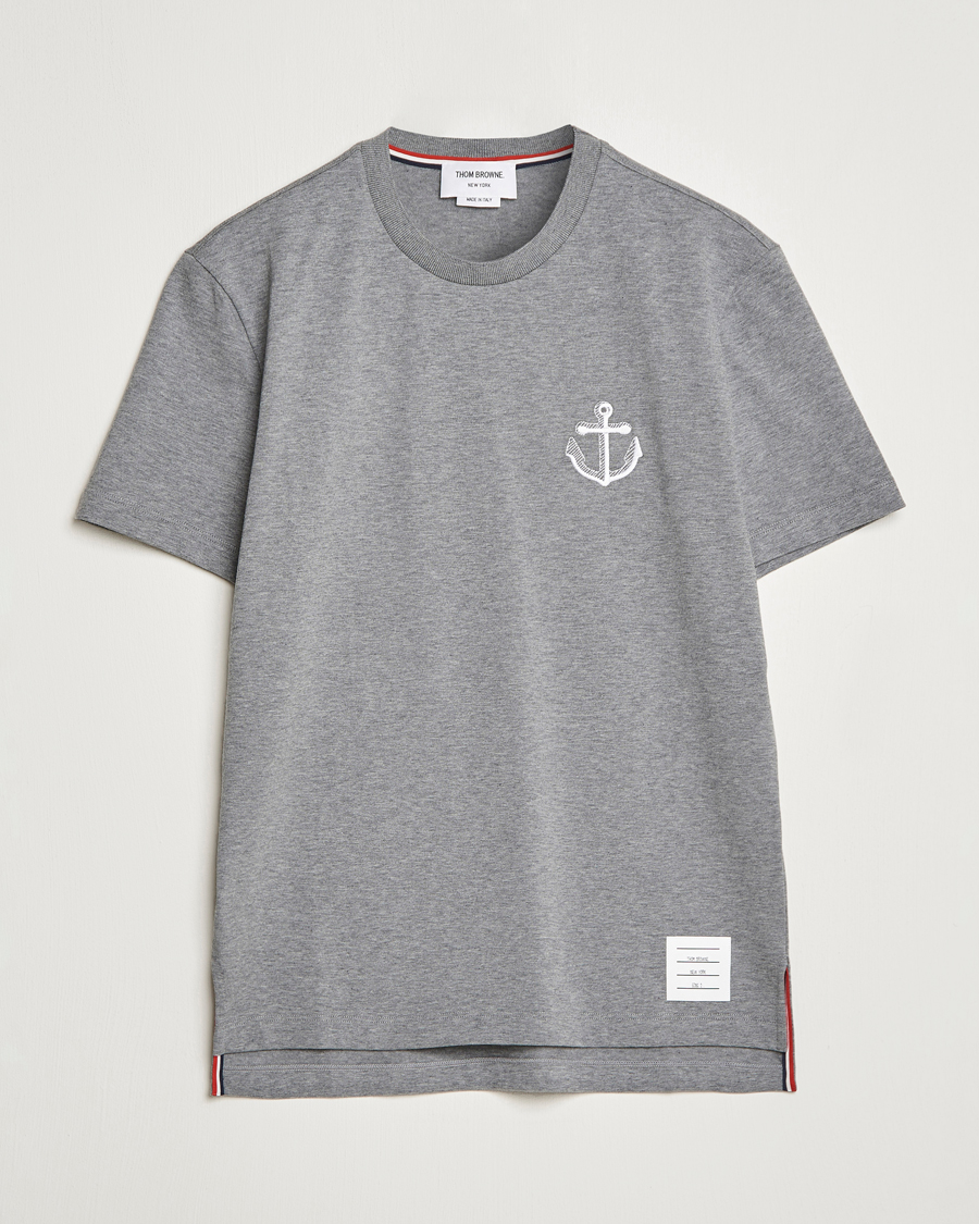 Herren | Thom Browne | Thom Browne | Anchor Embroidered T-Shirt Light Grey