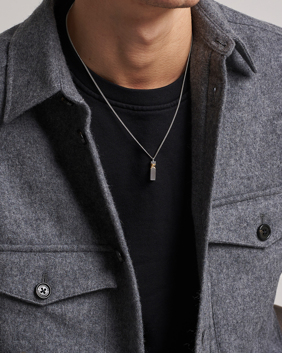 Herren |  | Tom Wood | Mined Cube Pendant Necklace Silver/Black