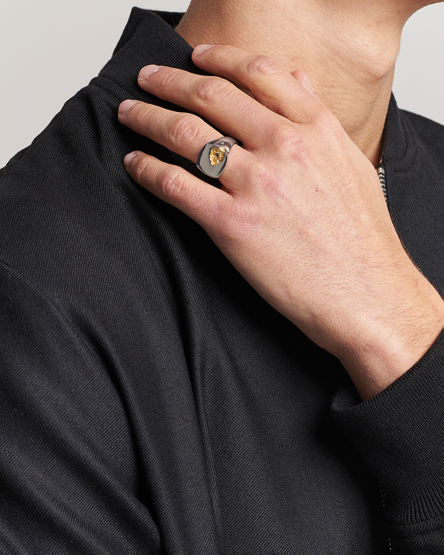 Herren |  | Tom Wood | Mined Ring Large Diamond  Silver/Black