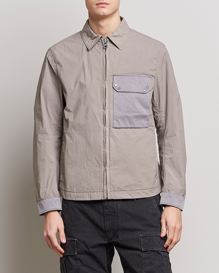 Herren | Ten c | Ten c | Garment Dyed Nylon Jacket Light Grey