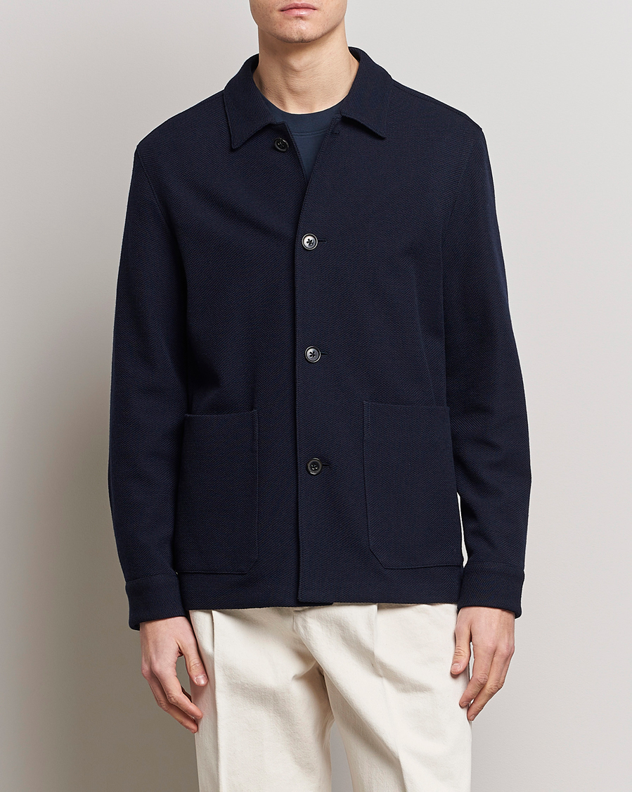 Herren | Luxury Brands | Zegna | Wool Jersey Chore Jacket Navy