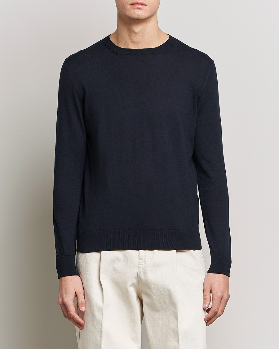 Herren |  | Zegna | Premium Cotton Crew Neck Sweater Navy