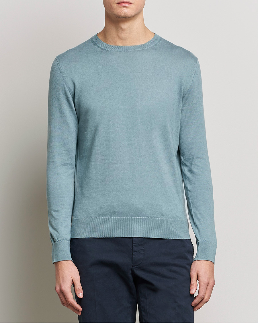 Herren | Zegna | Zegna | Premium Cotton Crew Neck Sweater Teal