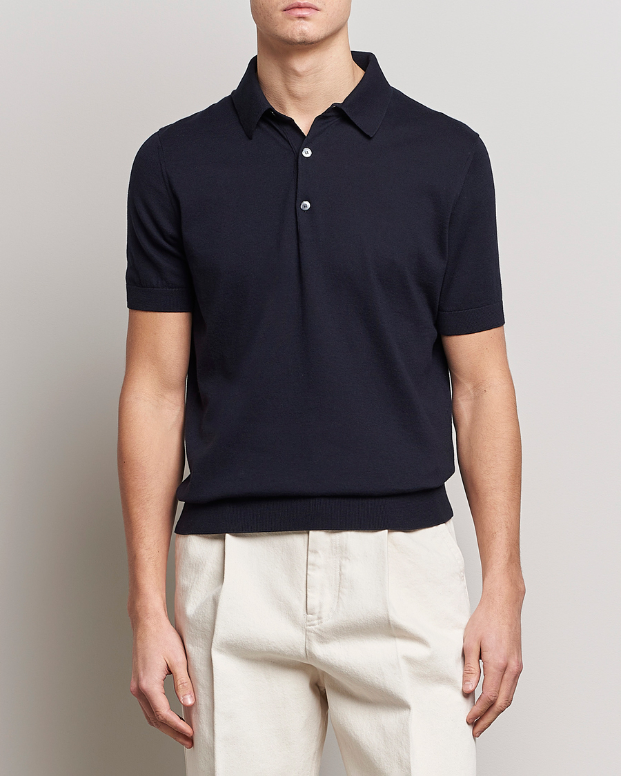 Herren |  | Zegna | Premium Cotton Knitted Polo Navy