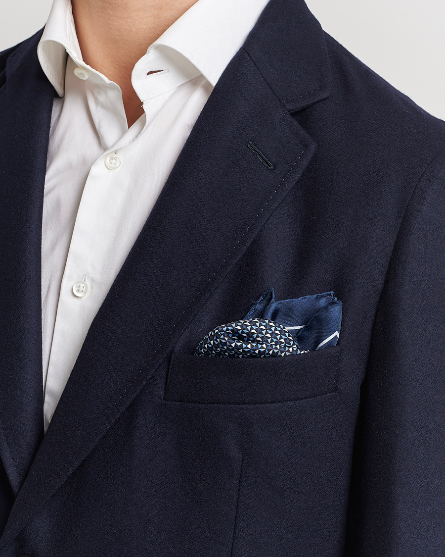 Herren | Zegna | Zegna | Printed Silk Pochette Navy