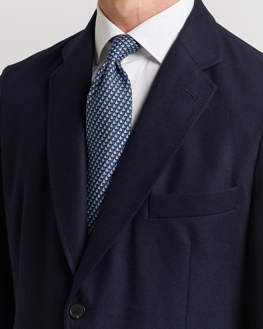 Herren | Zegna Boat Printed Silk Tie Navy | Zegna | Boat Printed Silk Tie Navy