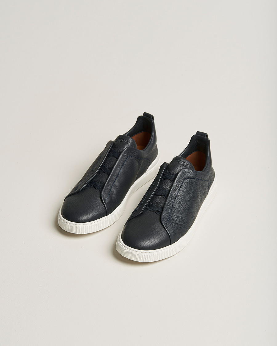 Herr |  | Zegna | Triple Stitch Sneakers Navy Deerskin