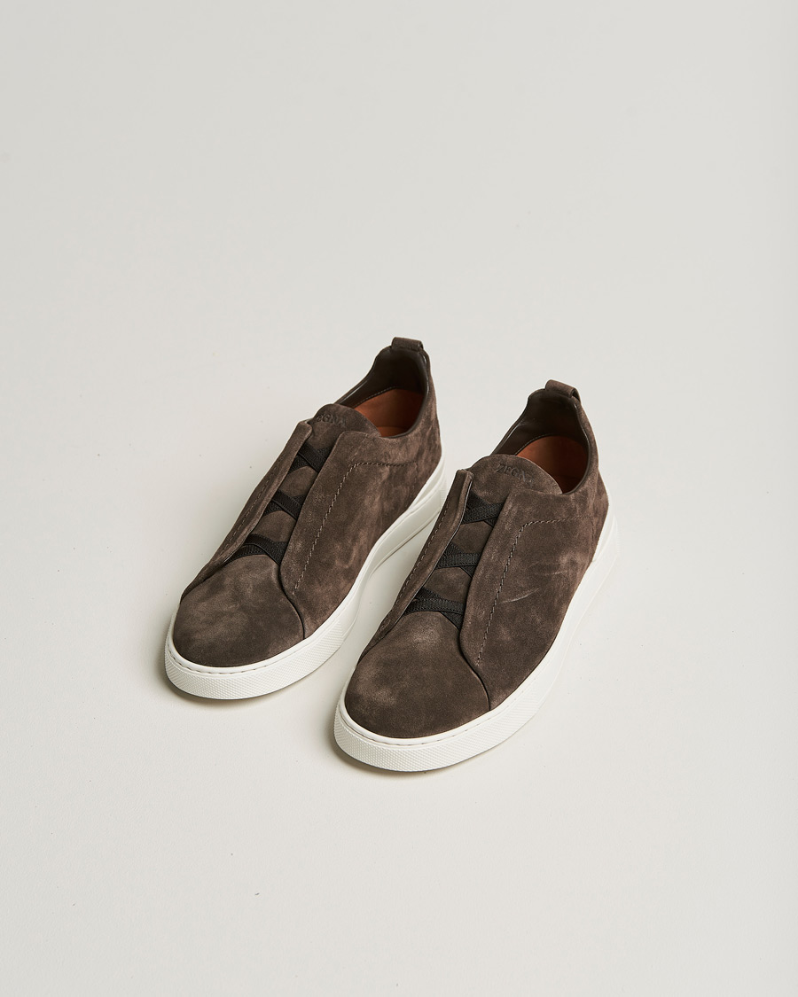 Herren |  | Zegna | Triple Stitch Sneakers Dark Brown Suede