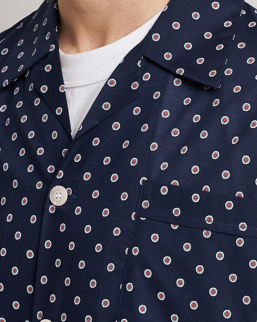 Herren | Schlafanzüge & Bademäntel | Derek Rose | Shortie Printed Cotton Pyjama Set Navy