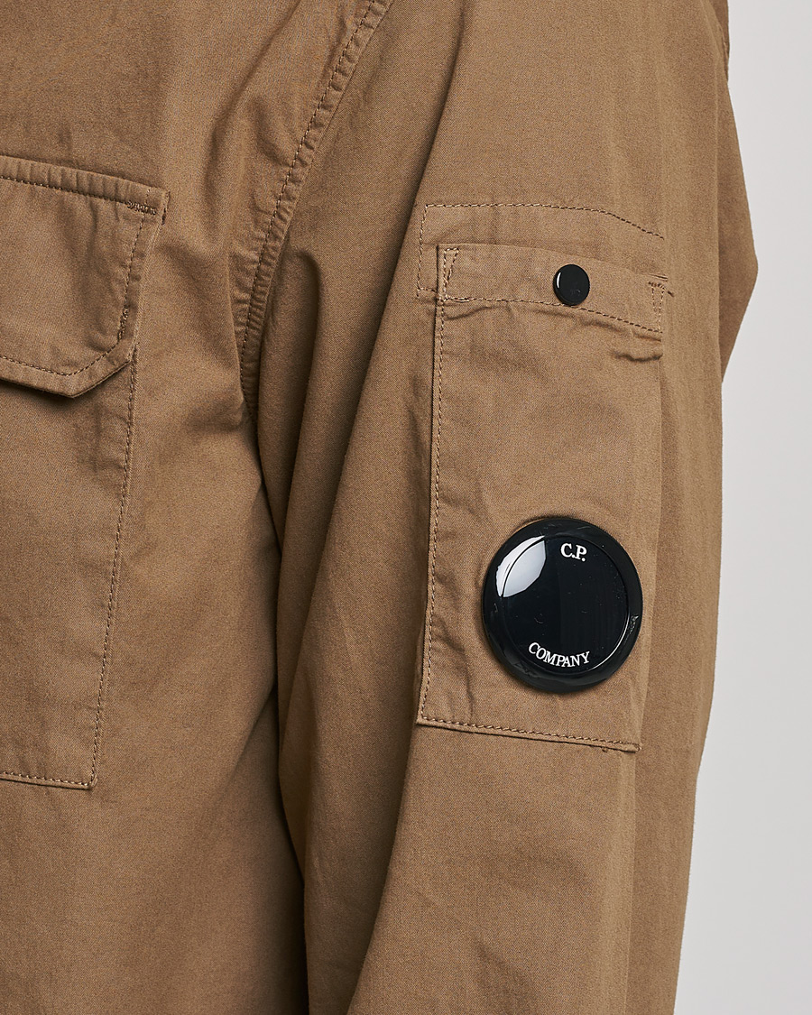 Herren | Hemden | C.P. Company | Garment Dyed Gabardine Zip Shirt Jacket Khaki brown