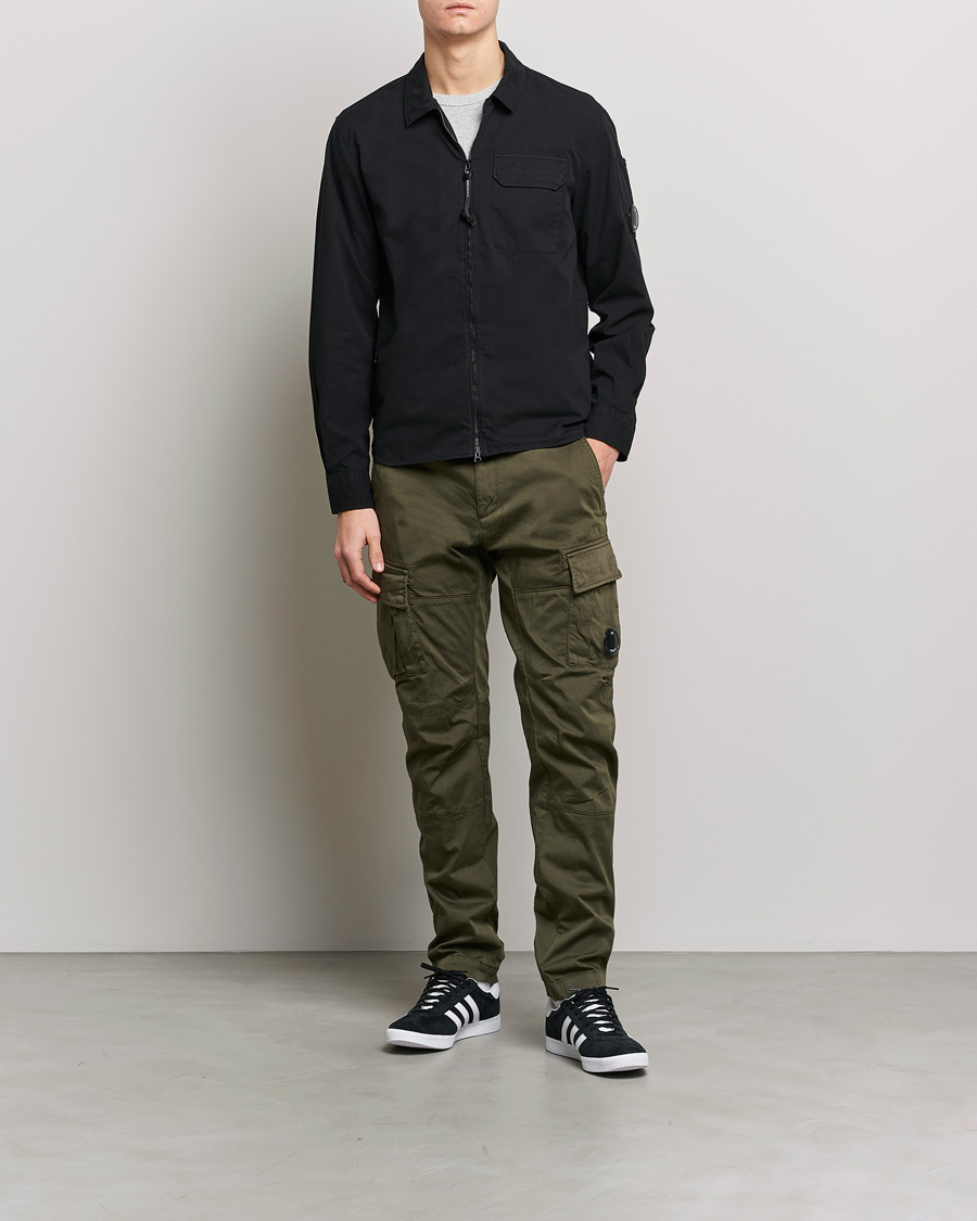 Herren | Hemden | C.P. Company | Garment Dyed Gabardine Zip Shirt Jacket Black