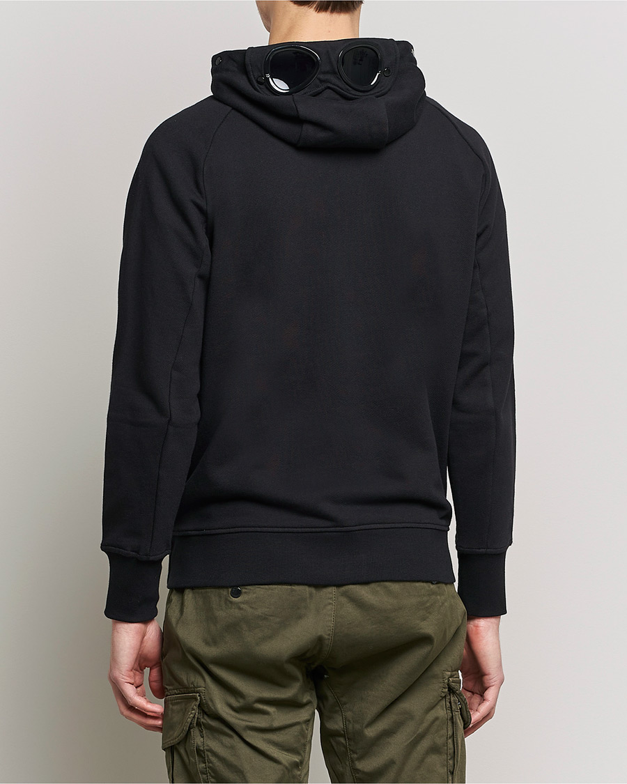 Herren | Pullover | C.P. Company | Diagonal Raised Fleece Full Zip Goggle Hoodie Black