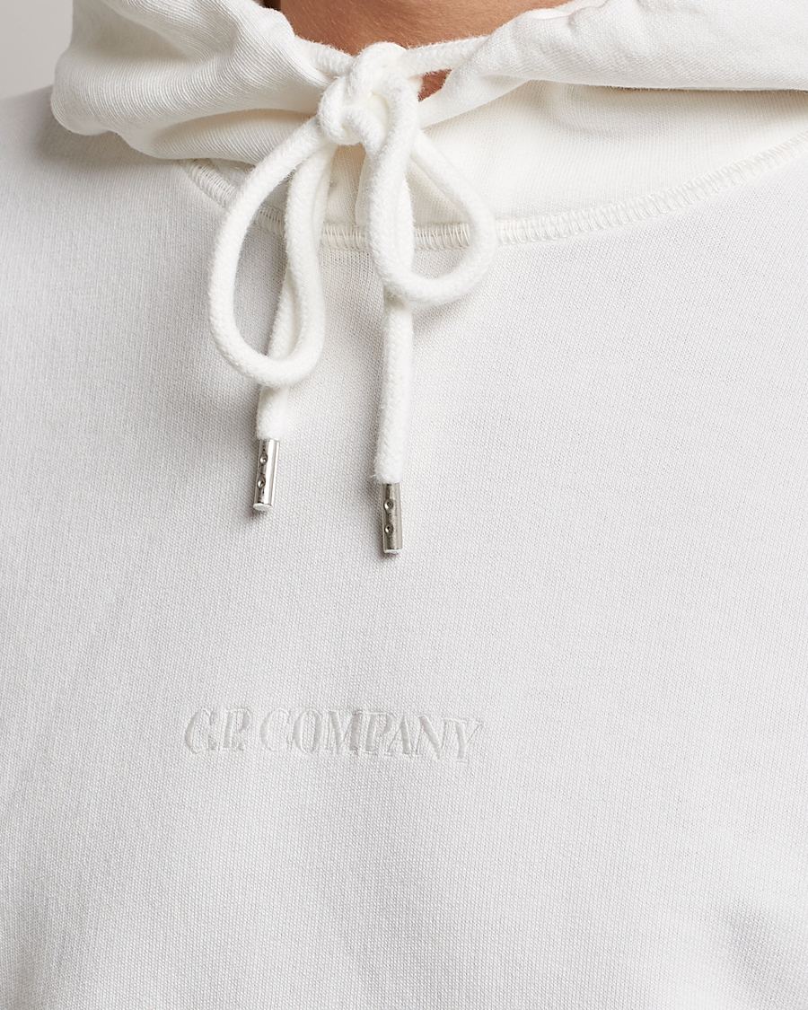 Herren | Pullover | C.P. Company | Garment Dyed Cotton Fleece Printed Hood White