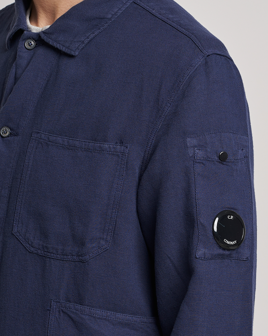 Herren | Hemden | C.P. Company | Broken Linen/Cotton Garment Dyed Overshirt Navy