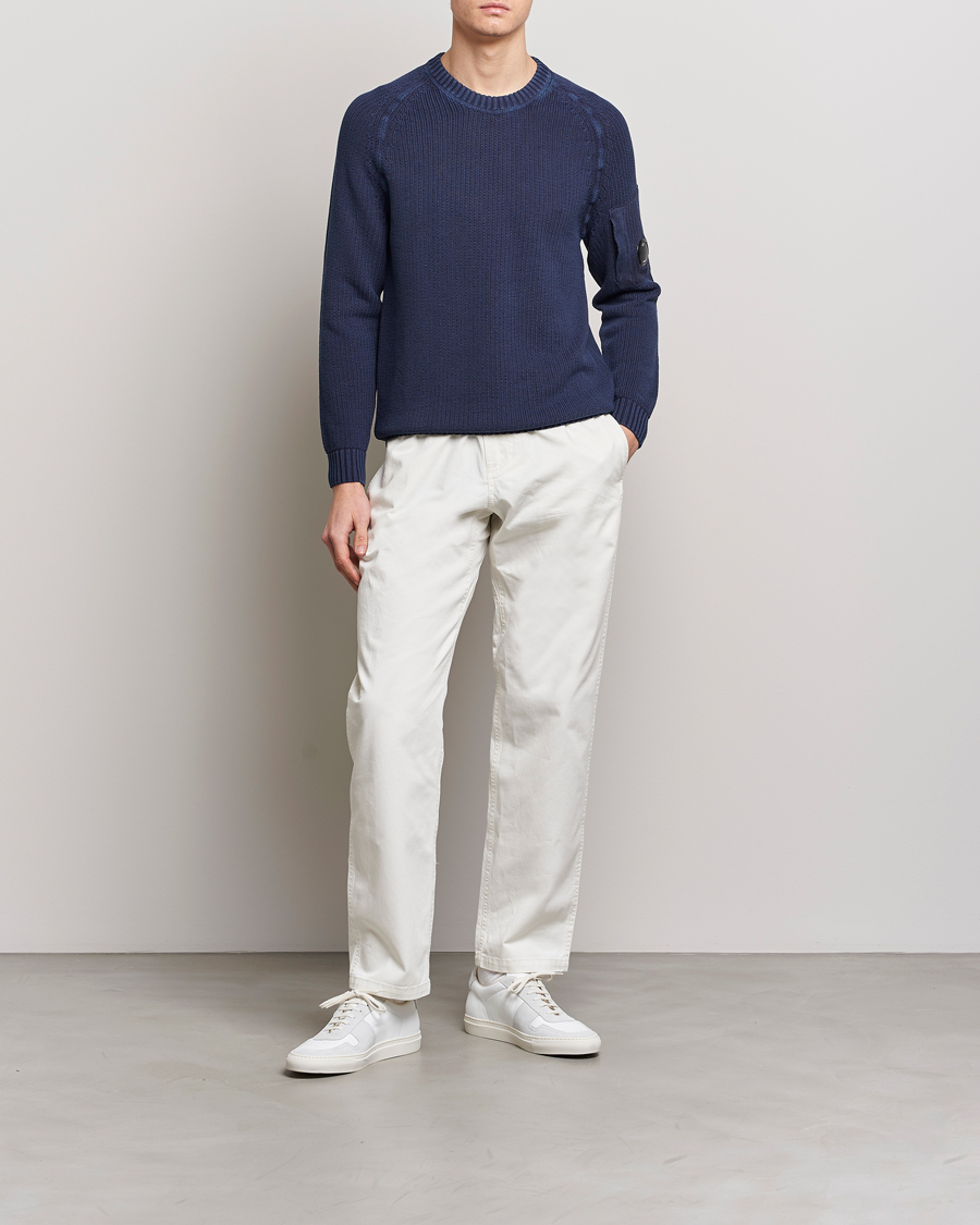 Herren | Pullover | C.P. Company | Cotton Crepe Special Dyed Knitted Crewneck Navy