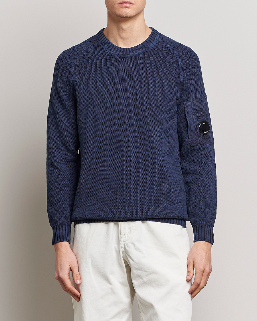 Herren | Kleidung | C.P. Company | Cotton Crepe Special Dyed Knitted Crewneck Navy