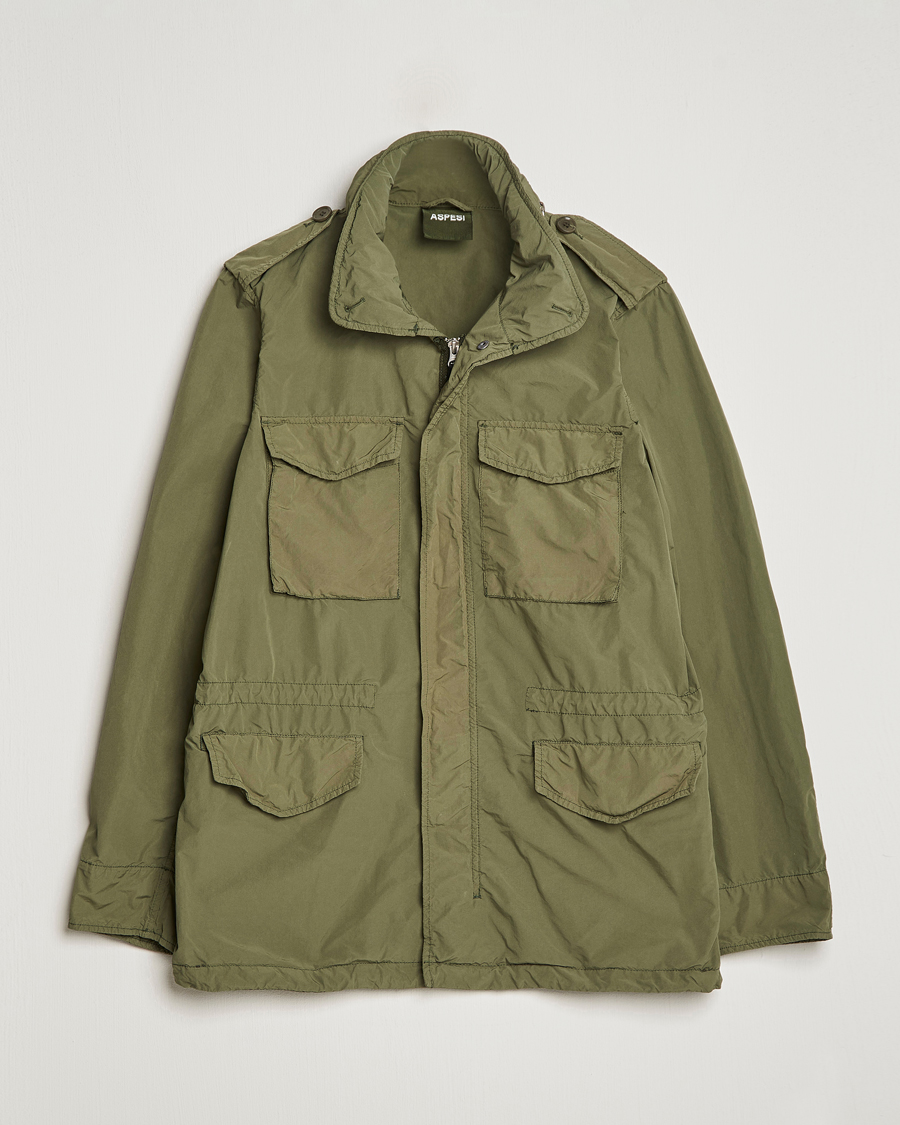 Herren | Jacken | Aspesi | Giubotto Garment Dyed Field Jacket Army Green